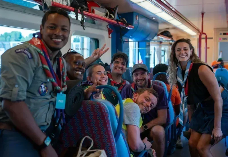 Scouts in a train