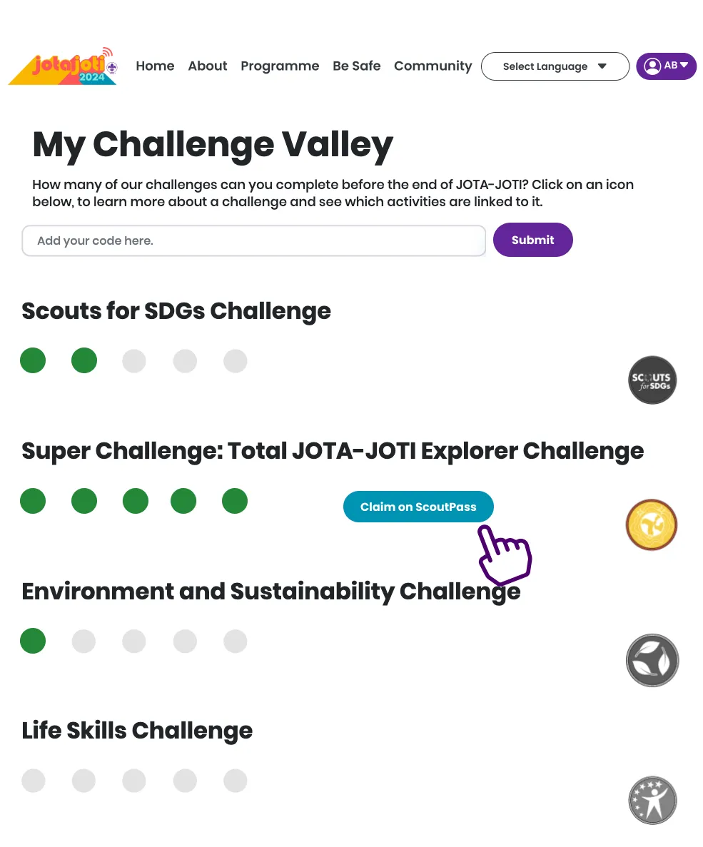 Completed challenge that can be claimed on ScoutPass