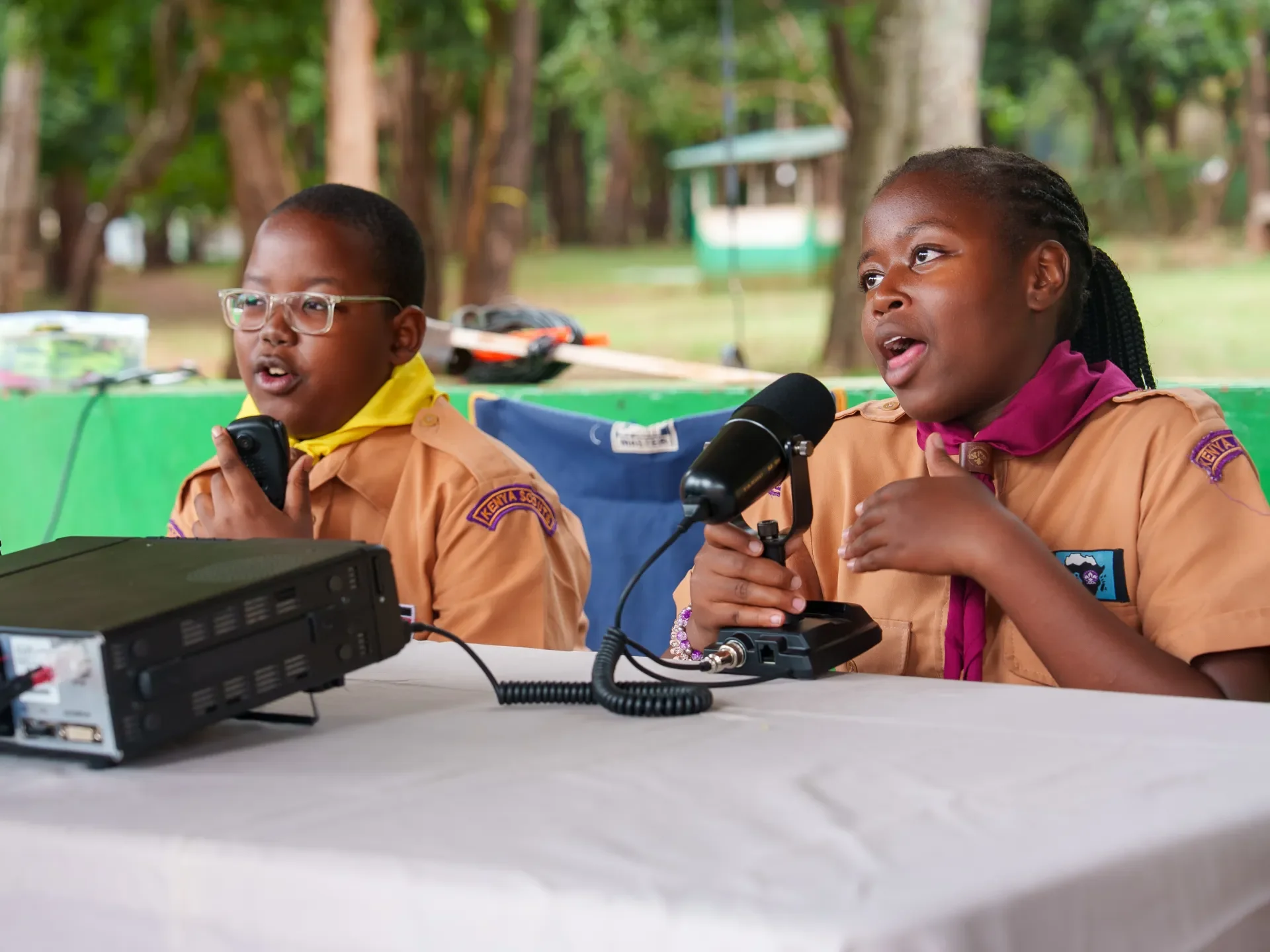 Scouts hosting a radio show during JJ